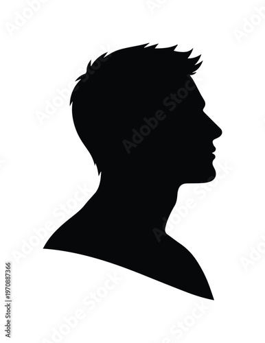 Male head silhouette vector, strong masculine profile, black man's face outline, anonymous person avatar, modern human head shape for branding and design.