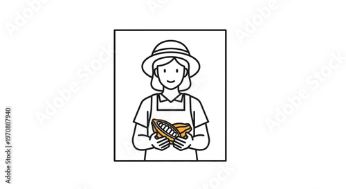 Farmer Woman Holding Cocoa Pods, Organic Farming, Sustainable Agriculture, Healthy Food