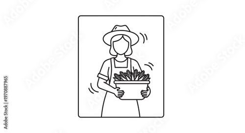 Farmer Woman Holding Potted Plants, Organic Farming, Gardening, Healthy Lifestyle