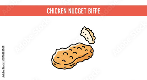 Crispy Chicken Nugget with a Bite Taken Out, Isolated on White Background