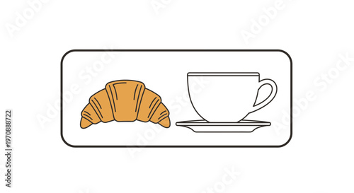 Croissant and Coffee Cup Icon: Breakfast, Morning, Bakery, Cafe, Food and Drink Symbol