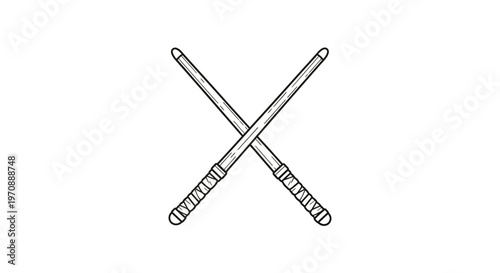 Crossed Drumsticks Icon, Musical Instrument, Percussion, Vector Art