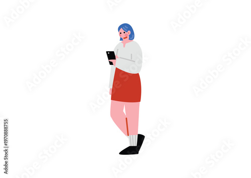 スマートフォンを操作する女性のイラスト