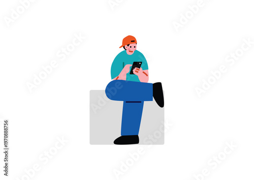 スマートフォンを操作する男性のイラスト