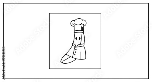 Cute Banana Chef Character with Chef Hat and Uniform, Cartoon Style