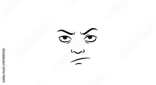 Angry Face Drawing, Frowning Expression, Negative Emotion, Skeptical Look, Cartoon Style