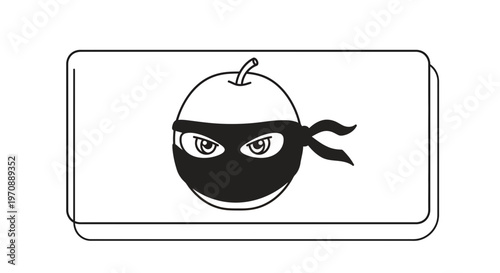 Apple Ninja Character with Mask and Bandana, Stealthy Fruit Icon