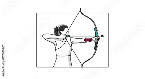 Archer Aiming Bow and Arrow in Competition or Practice