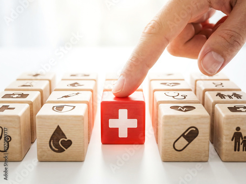 Medical aid supplies being sorted for distribution or donation, modern visual style, creative visual concept