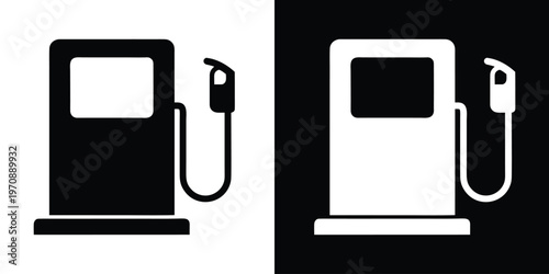 Gas station icon silhouette vector, Fueling station, Gas fuel pump icon vector