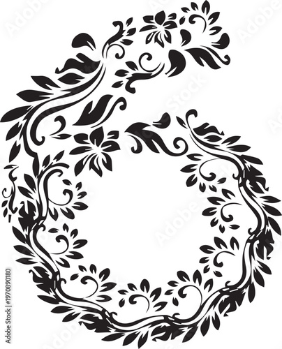 Beautiful Black color English number design 6