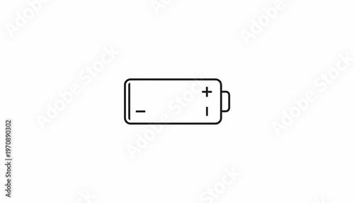 Battery Icon, Power Symbol, Energy Concept, Rechargeable Battery Outline