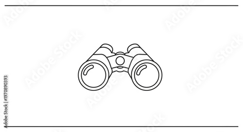 Binoculars Icon, Outline Vector Illustration of Magnifying Glass Tool for Observation and Discovery