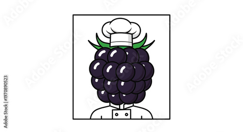 Blackberry Chef Character with Chef Hat and Uniform, Healthy Food Concept
