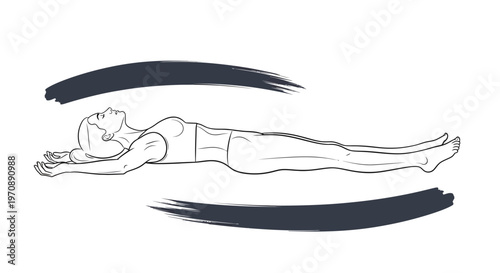 Woman Relaxing in Savasana Pose, Yoga, Meditation, Wellness, Calmness, Mindfulness