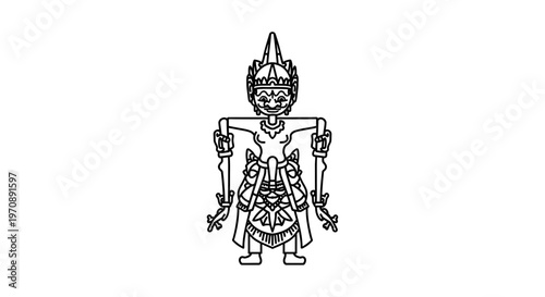 Traditional Indonesian Wayang Kulit Puppet Outline