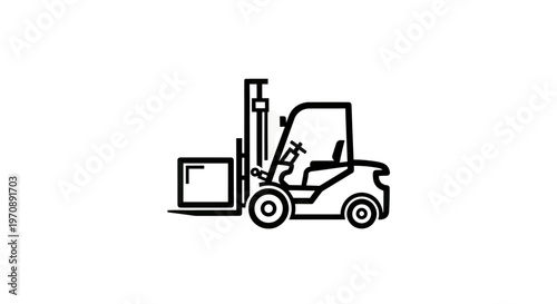 Forklift Truck Vector Icon Carrying Cargo Box in Warehouse or Industrial Setting