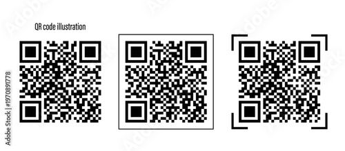 QRコードのイラスト素材セット ベクター 白背景