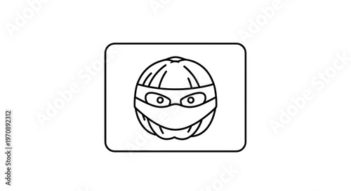 Ninja Melon Icon: Stealthy Fruit Character with Mask and Determined Eyes