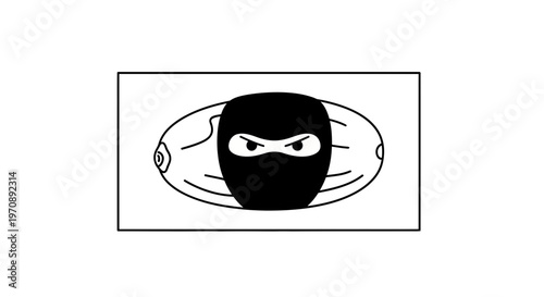 Ninja Masked Face on Melon Slice - Stealthy Fruit Concept