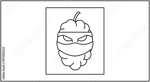 Ninja Mulberry Character Icon, Cute Fruit Mascot with Mask and Headband