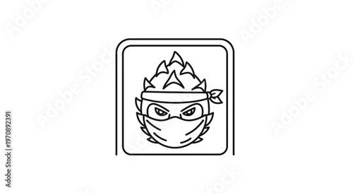 Ninja Warrior Masked Face Icon, Martial Arts, Stealth, Combat, Game Character, Vector Art