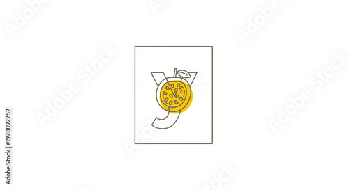 Minimalist Orange Slice Letter Y Logo Design, Citrus Fruit Alphabet Symbol