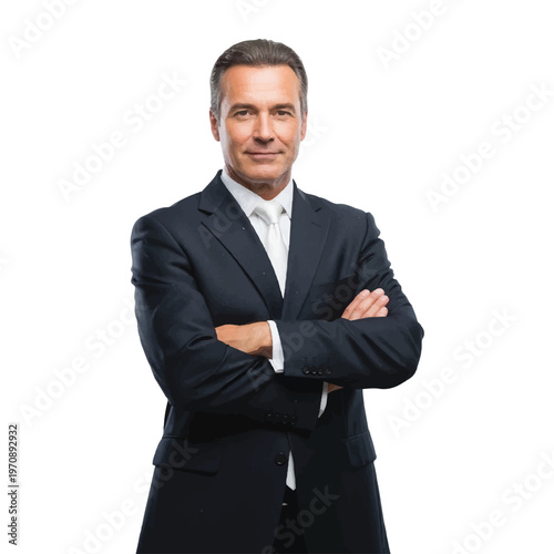 Confident professional businessman portrait with arms crossed.