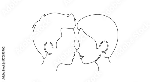 Gay Couple Continuous Line Art Vector Illustration of Two Men in Love, Symbolizing LGBTQ+ Relationship and Human Connection for Diversity Concepts