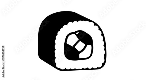 Sushi Roll Black and White.