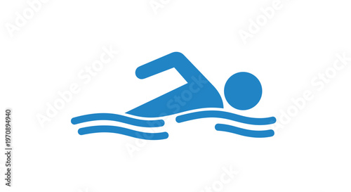 Swimming Icon Blue Silhouette.