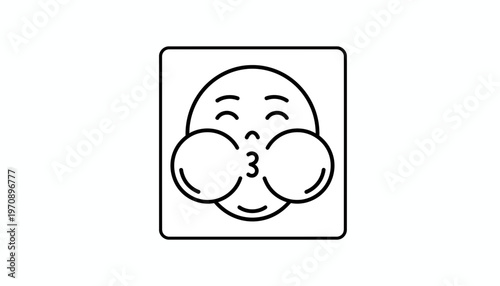 Kissing Face Emoji Icon, Blowing a Kiss, Love Symbol, Vector Art