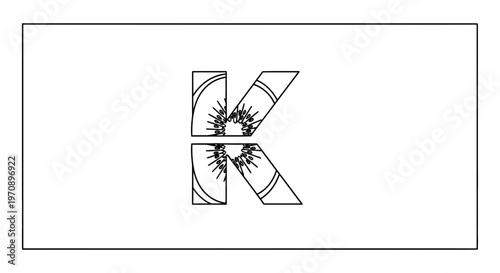 Letter K Logo Design with Kiwi Fruit Slice Inside