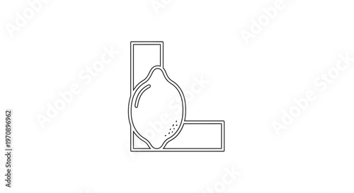 Letter L with Lemon Outline, Alphabet, Fruit, Citrus, Healthy Food