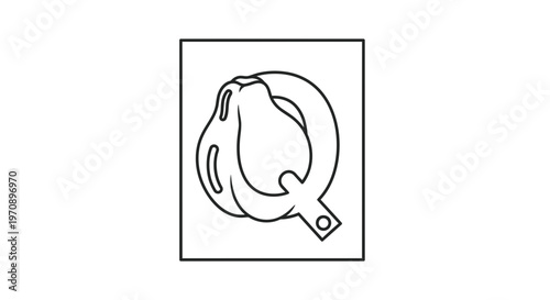 Letter Q with Pear Fruit Illustration