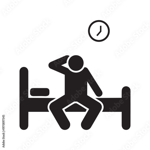 Man, wake up, bed, morning icon. Element of daily routine icon
