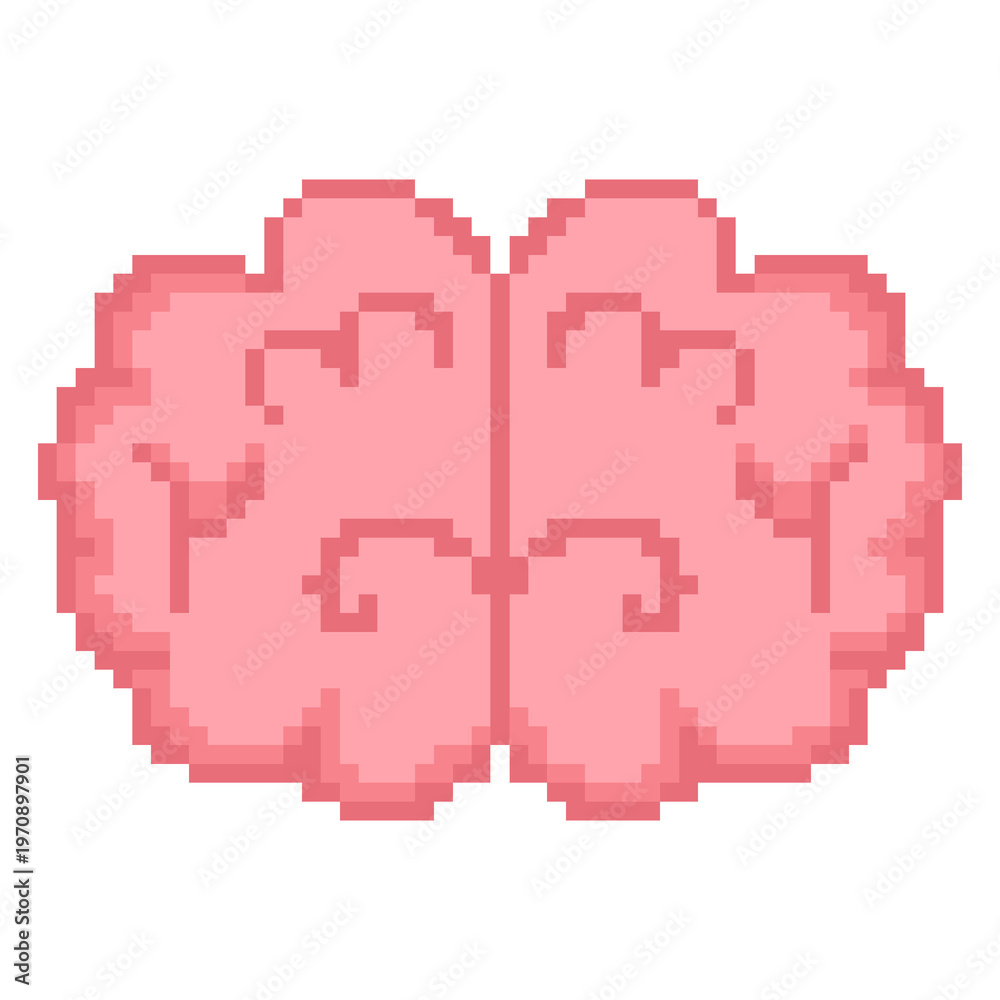Fototapeta premium Human brain organ icon pixel art for anatomy and health