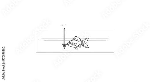 Goldfish Swims Past Sword in Water Tank, Danger, Risk, Challenge