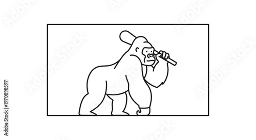 Gorilla Holding Baseball Bat, Cartoon Style, Funny Animal Character