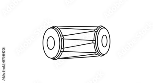 Hand Drawn Illustration of a Dholak Drum
