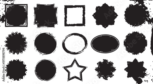 Collection of hand drawn decorative picture frames in various shapes