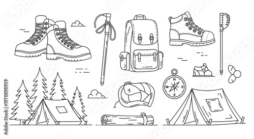 Camping gear and hiking equipment.