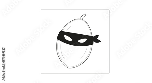 Funny Acorn Character Wearing Mask, Stealthy Nut Icon, Secretive Seed Graphic