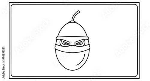 Funny Acorn Ninja Character, Cartoon Style, Stealthy and Playful