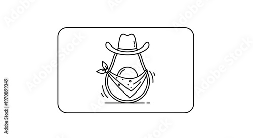Funny Avocado Cowboy Character with Hat and Bandana, Cartoon Style