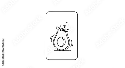 Funny Avocado Wearing Cowboy Hat, Dancing, Waving, Cartoon Style