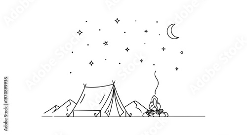 Camping Tent Under Starry Night Sky.