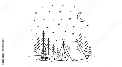 Camping Tent Under Starry Night Sky.