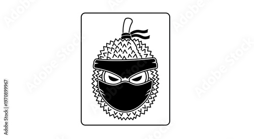 Durian Ninja Character with Mask and Bandana, Funny Fruit Mascot