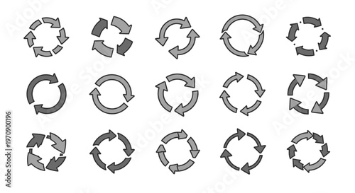 Circular Arrows Vector Set: Refresh, Cycle, Loop, and Repeat Icons Collection